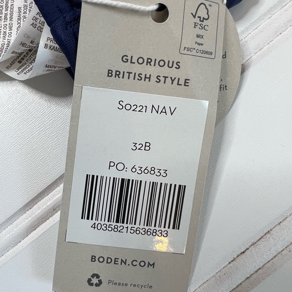 BODEN SYMI STRING BIKINI BOTTOM Swim 8 Navy Blue Top 32B 2 Piece Swim NEW. 376 - Picture 2 of 4